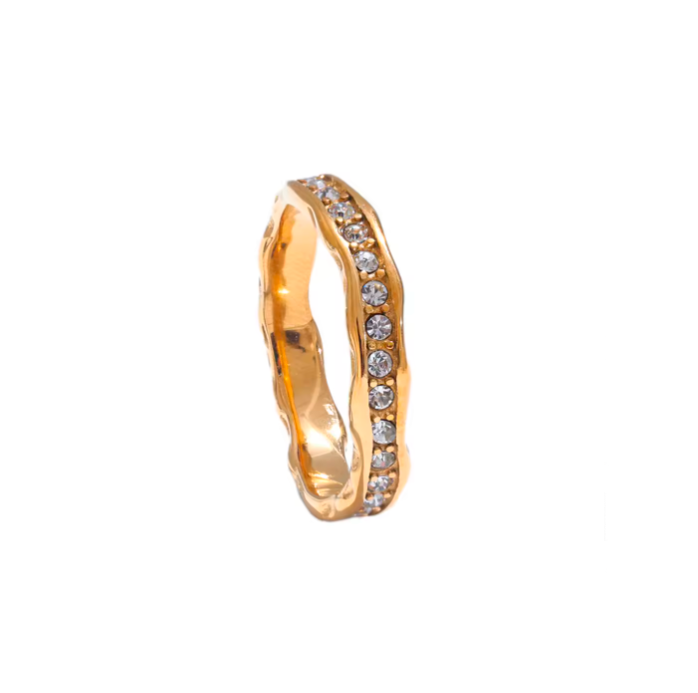 Anillo piedras cristal gold