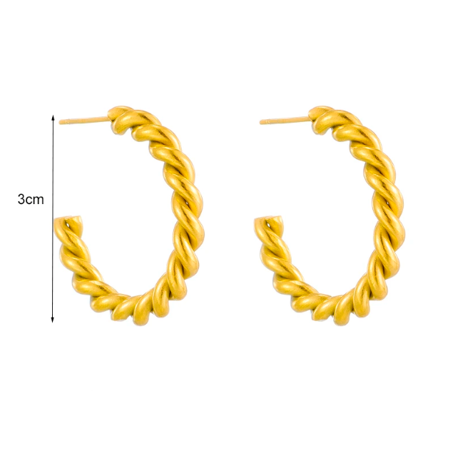 Aretes arracada espiral con acabado en oro de 18kt