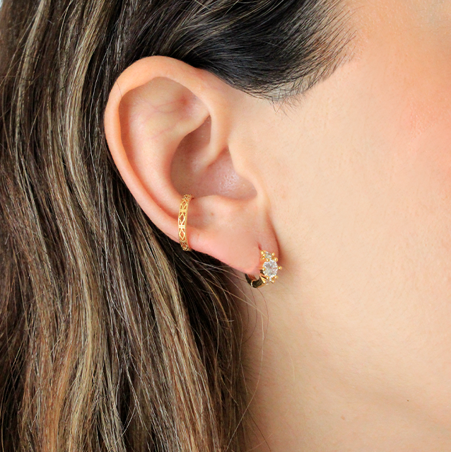 Ear cuff paris de plata con acabado en oro de 18kt