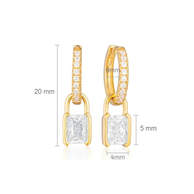 Mini hoops cristal 2 en 1 de plata con acabado en oro de 18kt