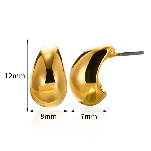 Aretes gota mini gold con acabado en oro de 18kt