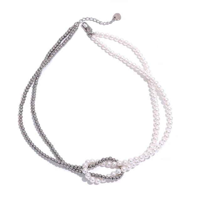 Collar nudo perlas & silver