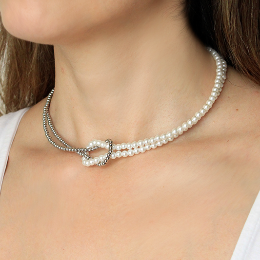 Collar nudo perlas & silver