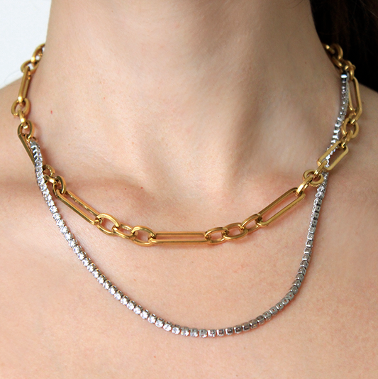 Collar punk silver & gold