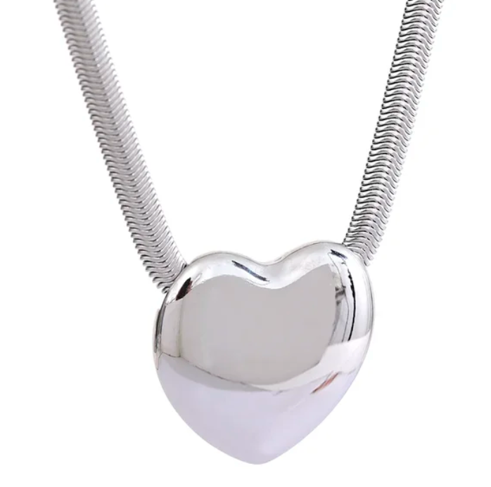 Collar corazón chunky silver