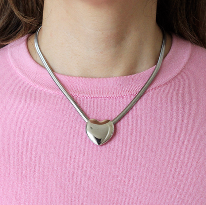 Collar corazón chunky silver