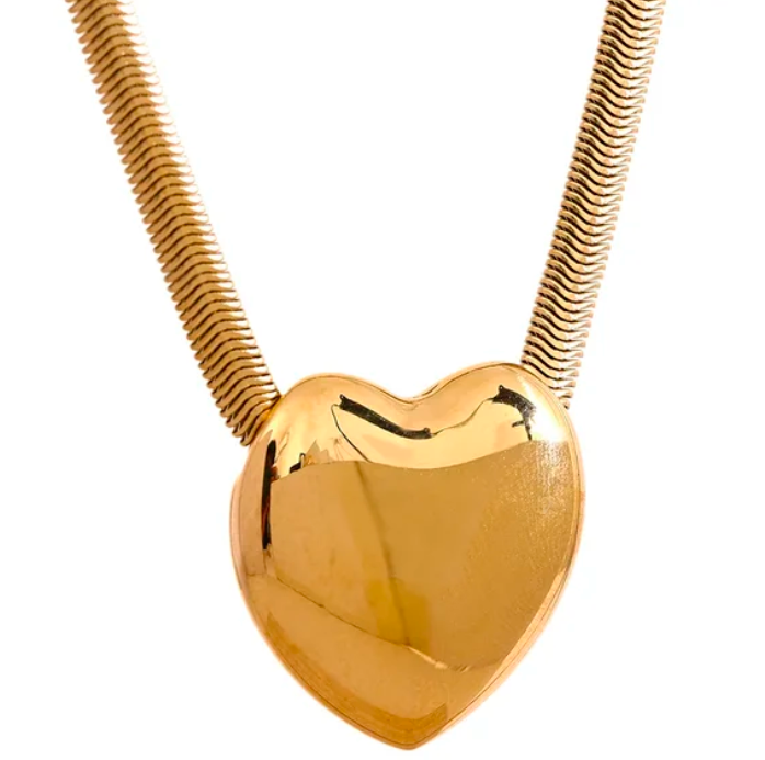 Collar corazón chunky gold