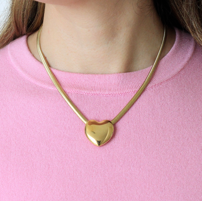 Collar corazón chunky gold