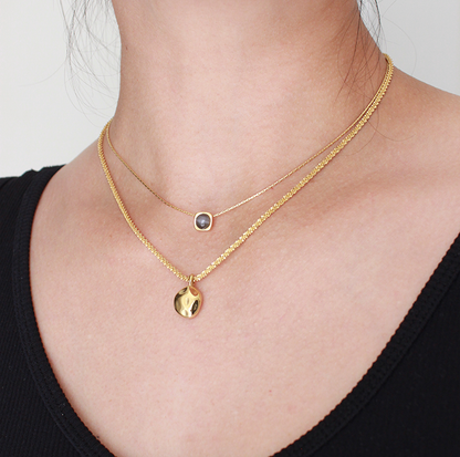 Collar doble piedra gold