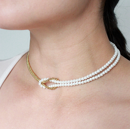 Collar nudo perlas & gold