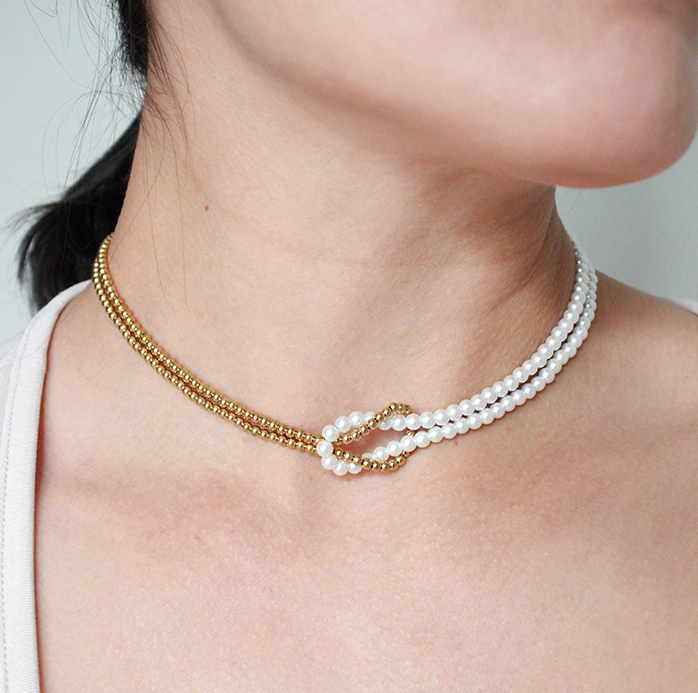 Collar nudo perlas & gold