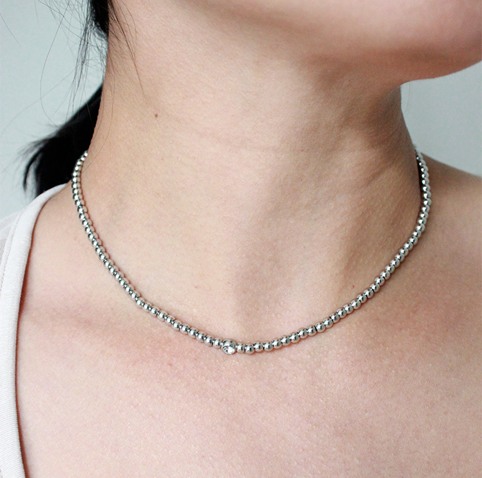 Collar esferas brillo silver