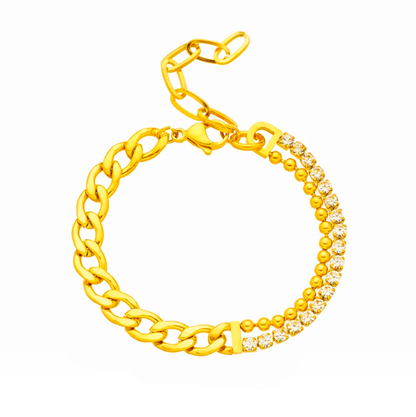 Pulsera chunky con zirconias con acabado en oro de 18kt